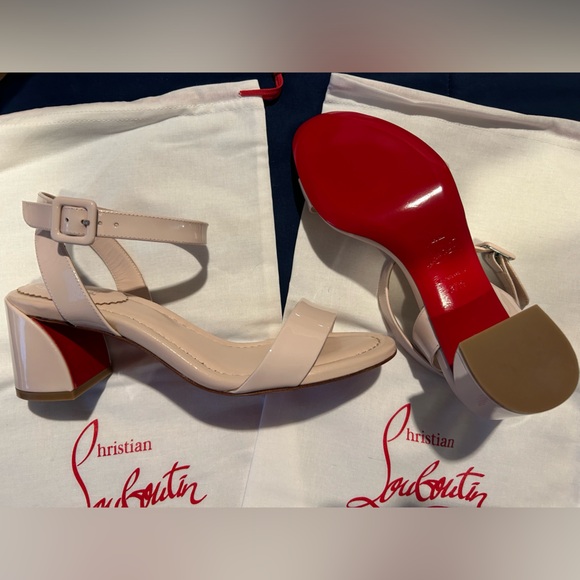 Brand New Christian Louboutin Miss Sabina 55 Patent Leather Sandals 37.5 Leche - Picture 8 of 9